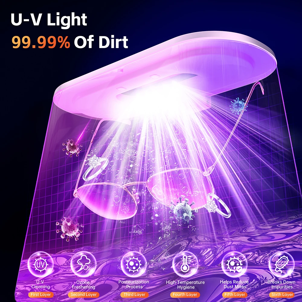 KUNPHY Dental Ultrasonic Retainer Cleaner Machine with UV Light Digital Timer for False Teeth Aligner Retainer Cleaning 400ML