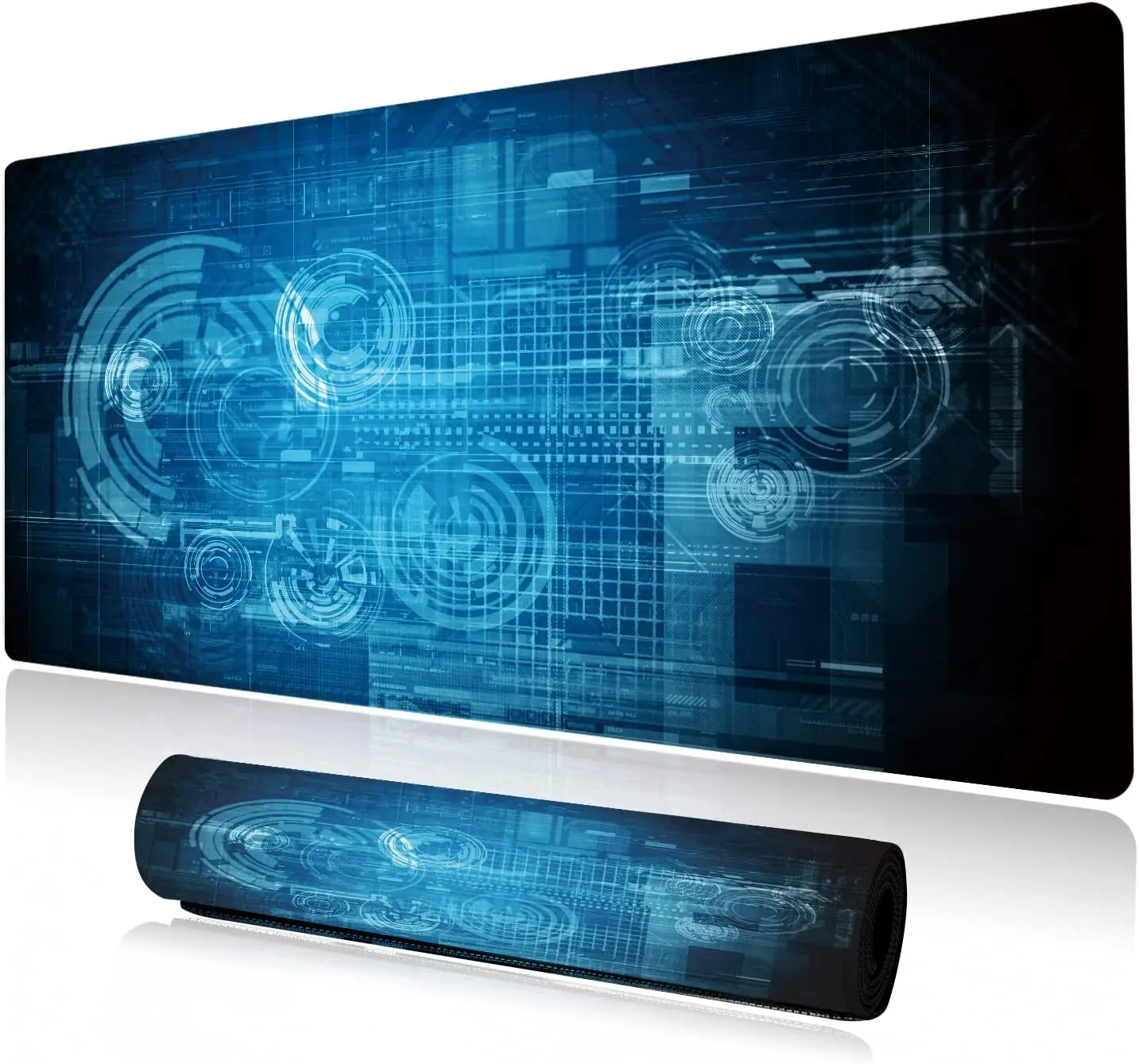 

Расширенный большой игровой коврик для Мыши Абстрактный синий футуристический Tech размер XXL клавиатура мышь настольный коврик для мышки 35,4x15,7 Дюймов