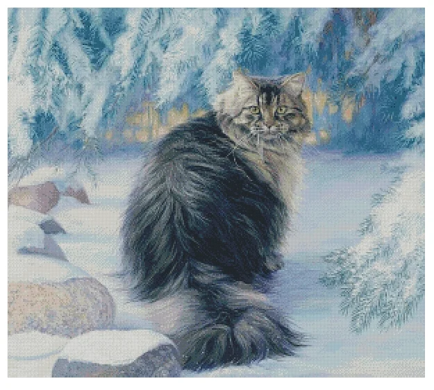 

Снежный кот, милые наборы для вышивки крестом, набор для шитья 18CT 16CT 14CT, белый холст, вышивка, сделай сам, игла ручной работы, домашний декор