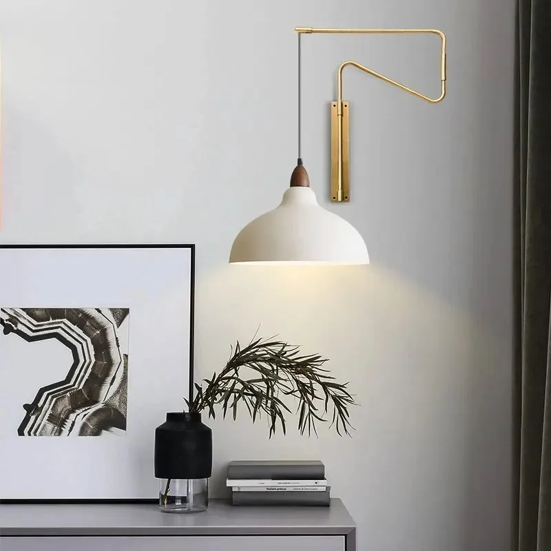 

Modern Minimalist Wall Lamps Industrial Adjustable Telescopic Folding Swing Arm Copper Wall Mounted Bedsides Living Dining Rooms
