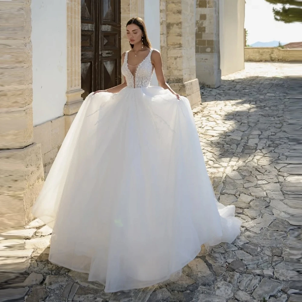 

Fascinating Elegant Women's Wedding Dresses Sexy V-Neck A-Line Bridal Gowns Engagement Banquet Princess Robes 2025 Mariage Femme