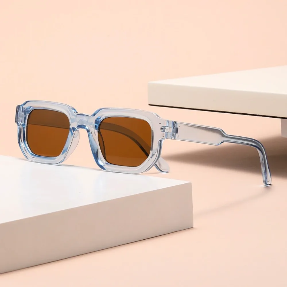 Lunettes de soleil carrées légères à petite monture, style punk, protection UV400, pour femme, polygone, rétro, pour la photographie