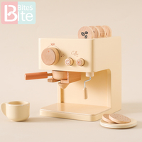 10pc Baby Coffee Machine Toy Set Wooden Kitchen Supplies Coffee Machine Model Children Play Simulation Coffee Cake Pretend Toys