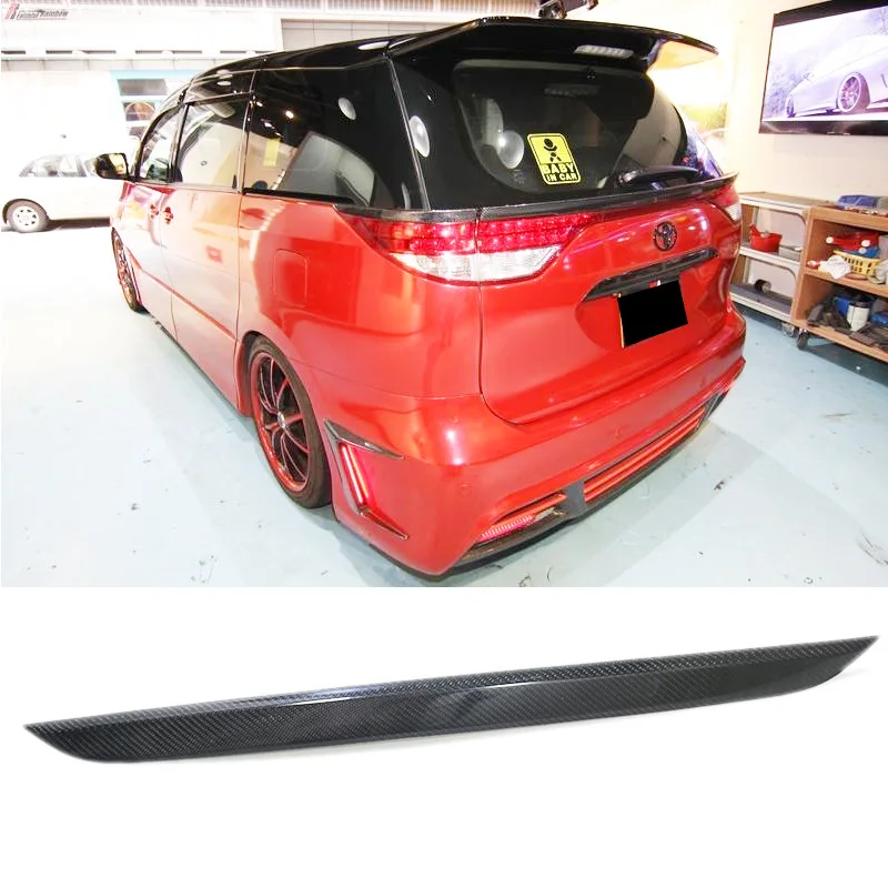 Carbon Fiber Tailgate Trim Strip Spoiler Rear Wings Lip Trunk Wing Body Kit For Toyota Previa ESTIMA Tarago 2006-2014 ACR50