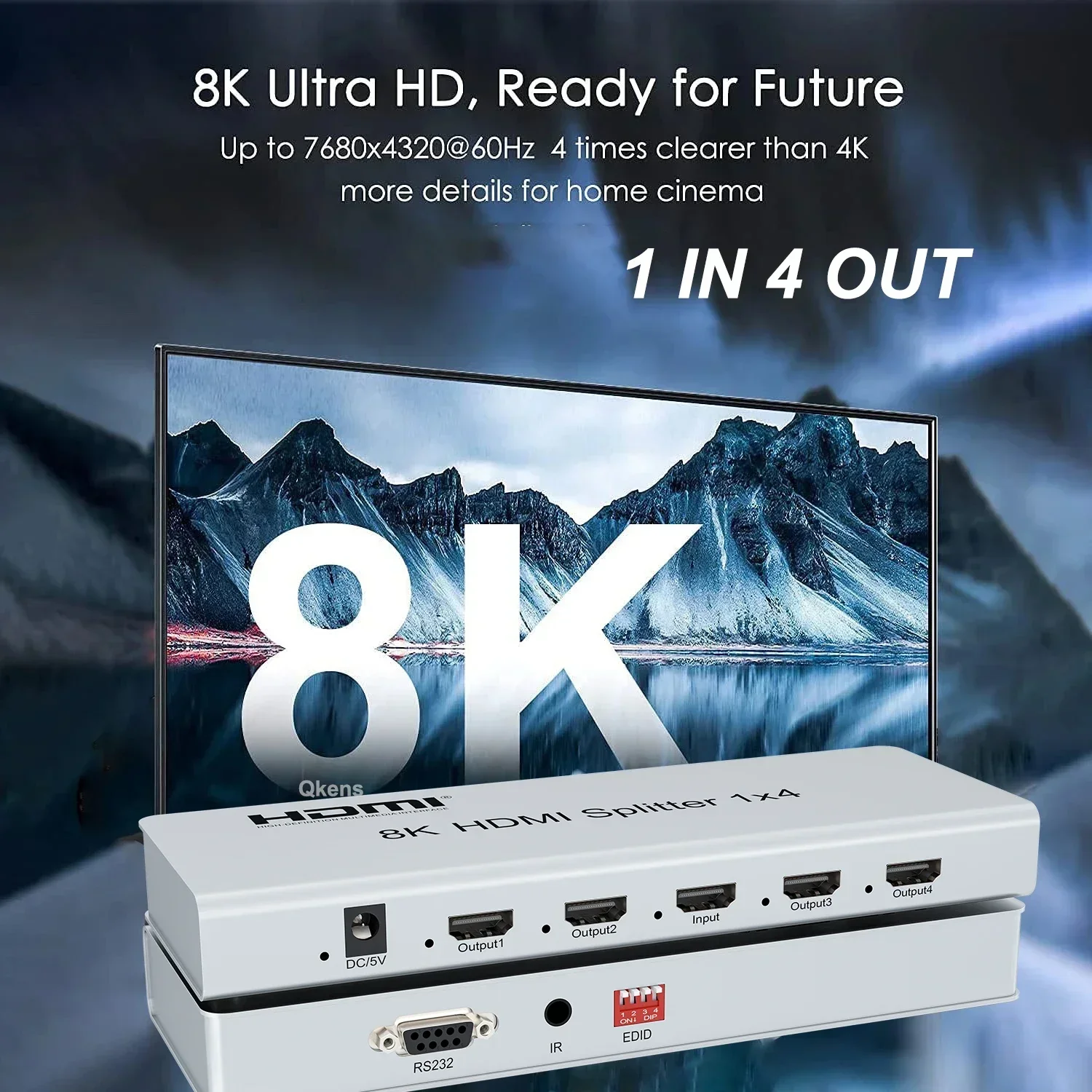8K60 هرتز HDMI الفاصل 1x4 HDMI2.1 HDR ثلاثية الأبعاد محول الصوت والفيديو 1 في 2 3 4 خارج 4k 120hz 8K 1x2 HDMI الفاصل الكمبيوتر إلى التلفزيون العرض المزدوج