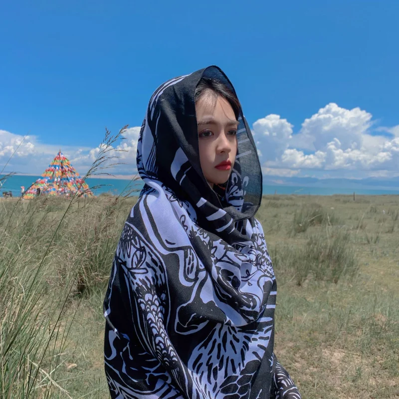 

-large silk scarf, summer fashion thin travel seaside shawl and scarf, dual-use gauze scarf women, versatile beach wrap