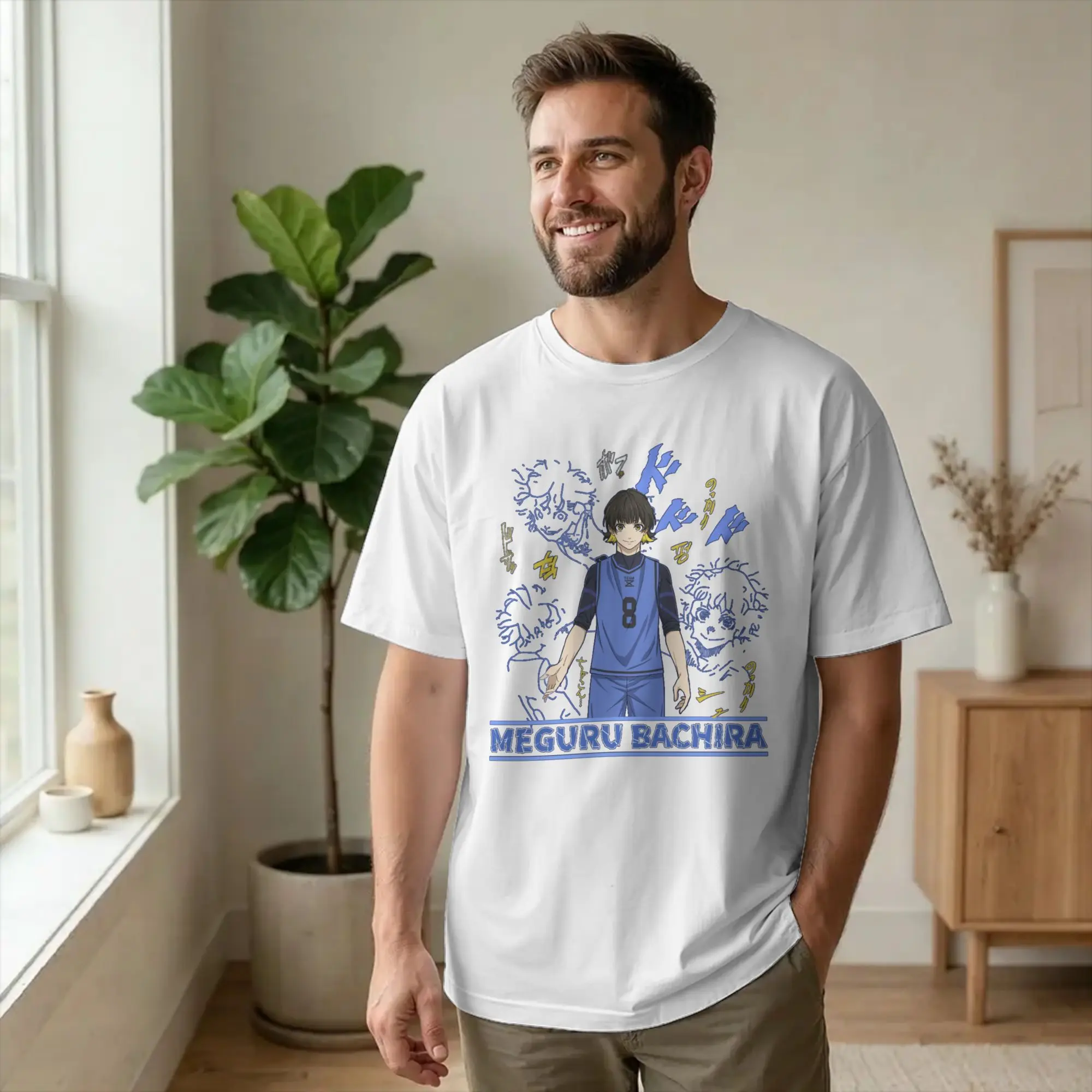 Men Women's Blues Locks Football Anime T Shirt  Pure Cotton Clothes Novelty Short Sleeve Round Collar Tee Shirt Printing T-Shirt