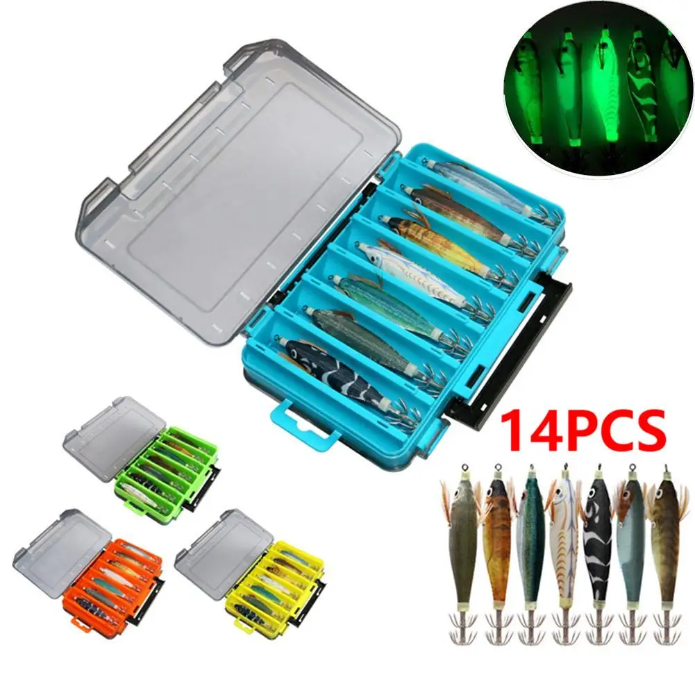 

14 шт., рыболовная приманка, светящиеся искусственные приманки