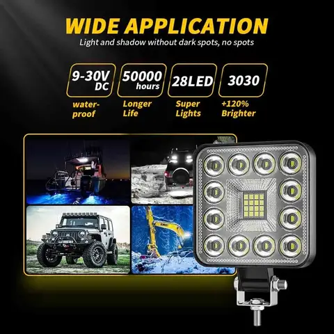 6 stücke Neue Auto LED Arbeits Licht 3-Zoll Mini Quadratischen Flutlicht 28LED Engineering Hilfs Licht Off-Road lichter
