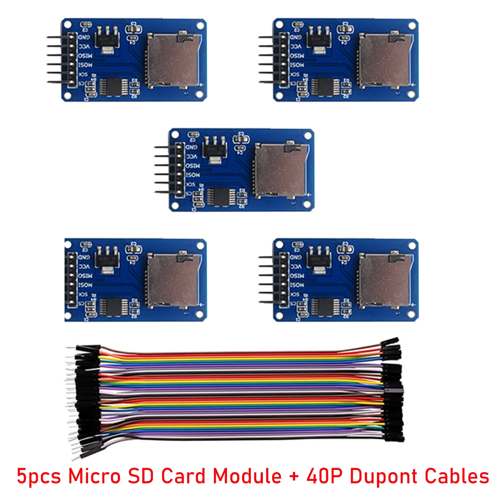 5PCS Micro SD Card Module With 40P Dupont Cables for Arduino ESP32 Raspberry Pi SPI Interface TF Reader/Writer Storage Board
