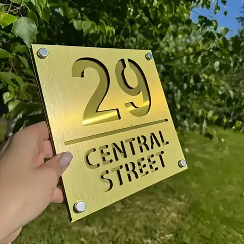 علامة منزل شخصية مع الأظافر رقم المنزل المخصص في الهواء الطلق ثلاثية الأبعاد علامة أكريليك عنوان اللوحة أرقام المنزل الخارجي علامة الباب لوحه لرقم البيت #2