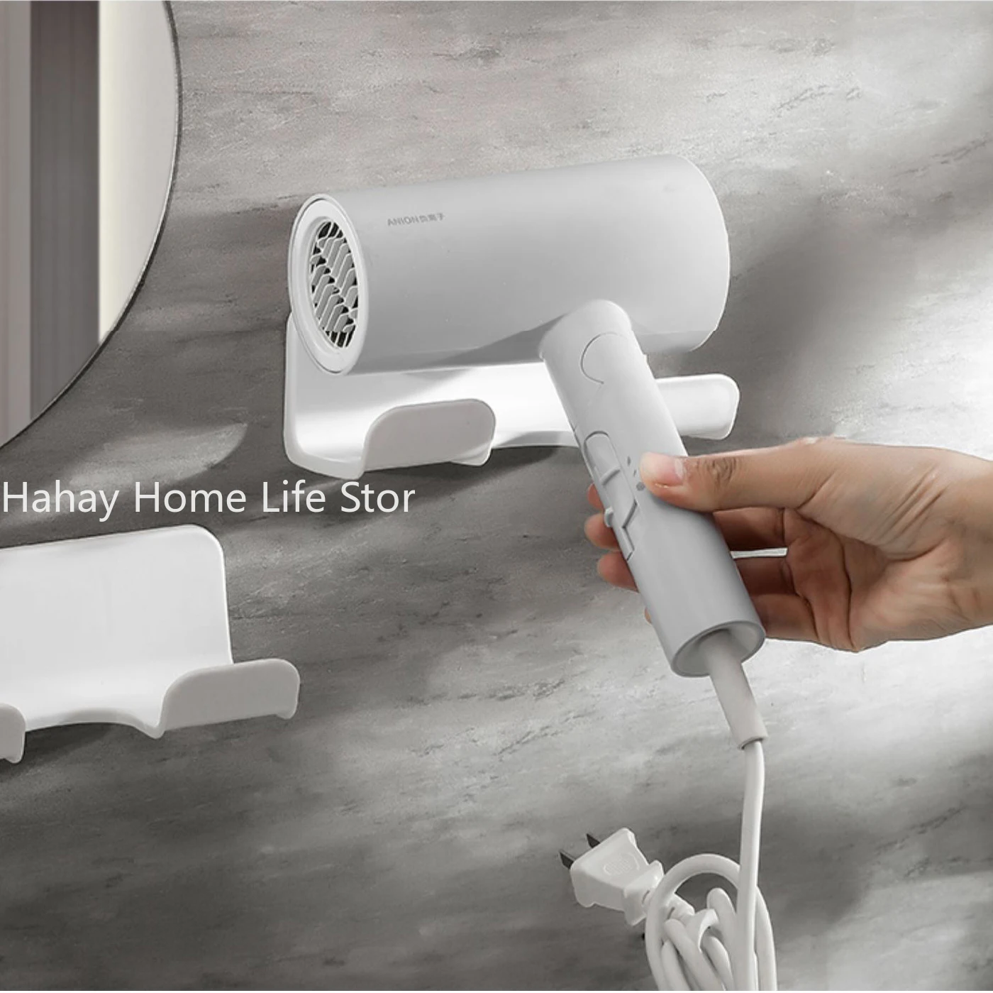 Hair Dryer Holder Wall Mounted Hair Straightener Dryer Hair Stand Bathroom Organizer Shelves Washroom Organization Shelves