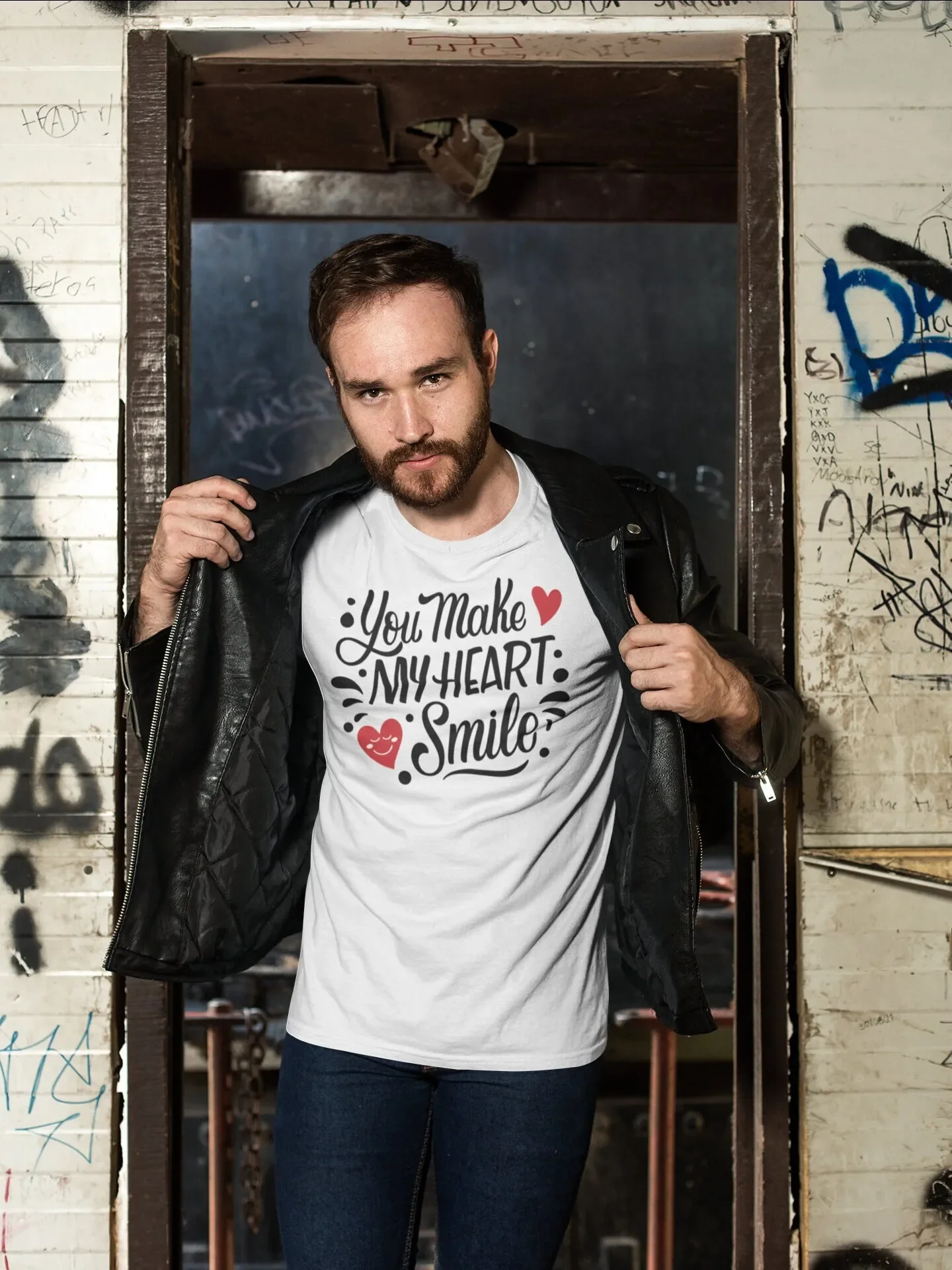 Regalo del Día de San Valentín, camiseta con la frase You Make My Heart Smile, idea romántica para novio, novia, mejor pareja