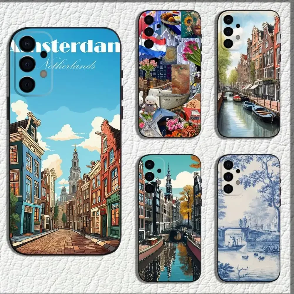 

Amsterdam the Netherlands Phone Case For Samsung Galaxy A73,72,71,A52,51,40,41,A22,A32,31,A13,12,Note20 Soft Black Shell