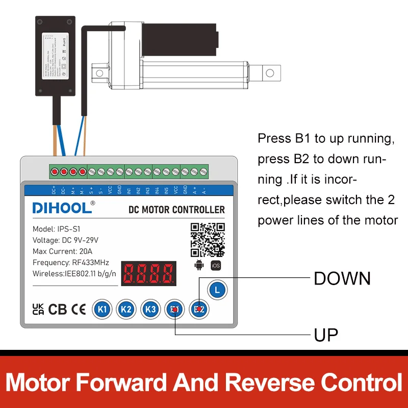 Imagem -04 - Controlador Multifuncional do Atuador Linear do Motor da C.c. Dc12v 24v para a Frente e o Controle Reverso do Wifi App Controle Ewelink