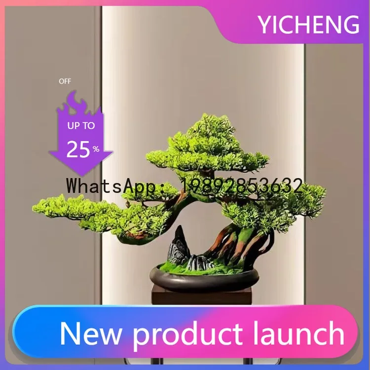 

Hys artificial welcoming pine bonsai - green plant, potted plant for living room, tv cabinet, new chinese style ornament