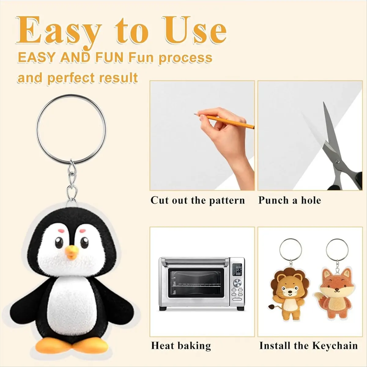 50PCS Heat Shrink Film Sheets,Shrink Plastic Sheets Shrink Paper Sheets with 100 Keychains Kit for