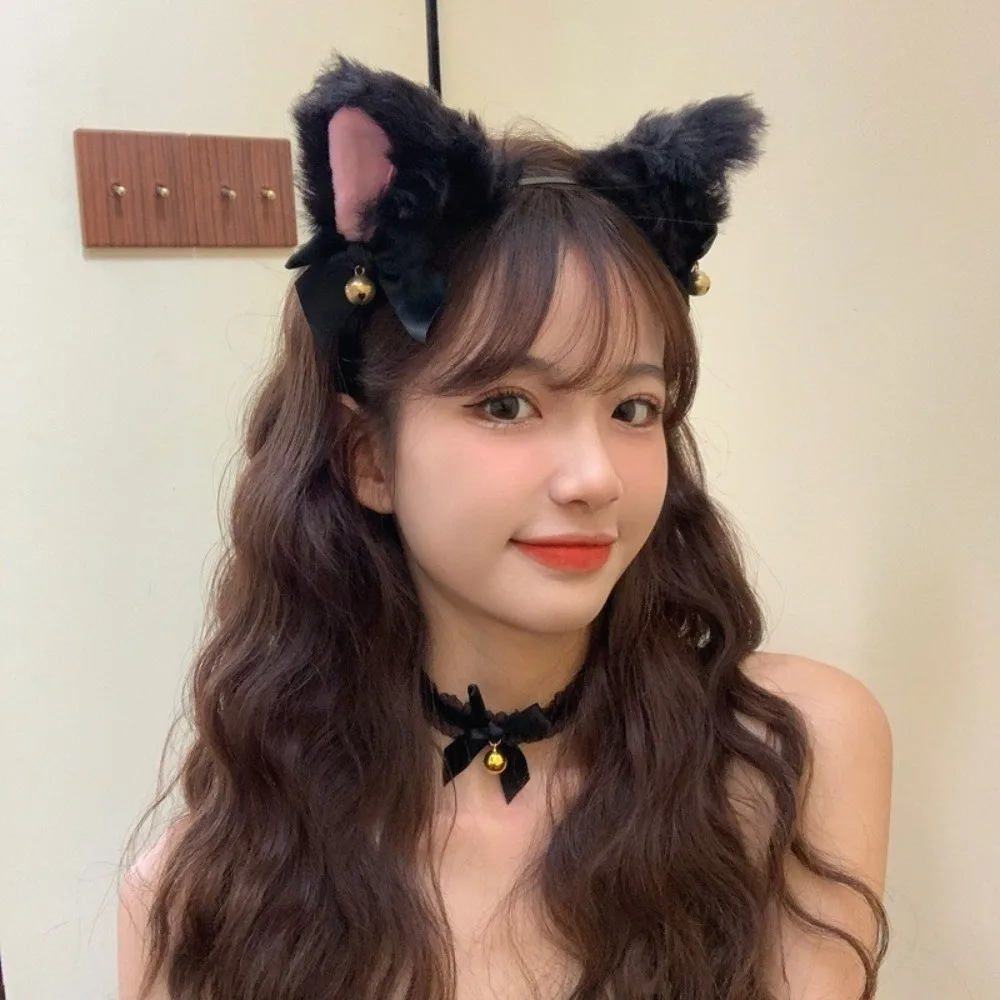 

Cat Woman Cat Ears Headband Set Bow Lolita Cosplay Headwear Anime Exhibition Accessories Cosplay Hair Accessories