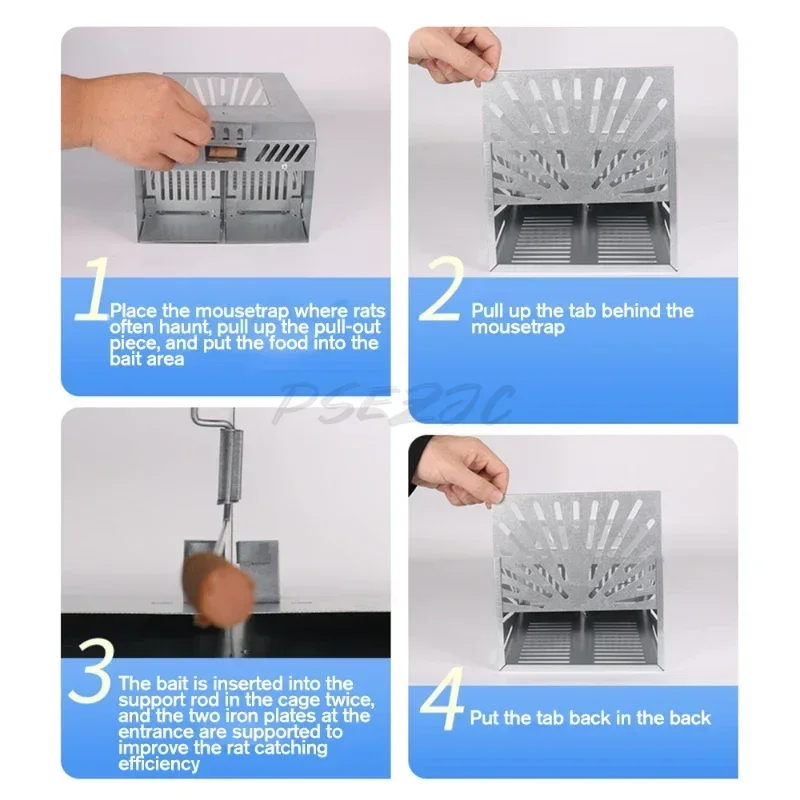 Outdoor Household Galvanized Steel Plate Portable Double Door Continuous Automatic Circulation Rat Catching Cage