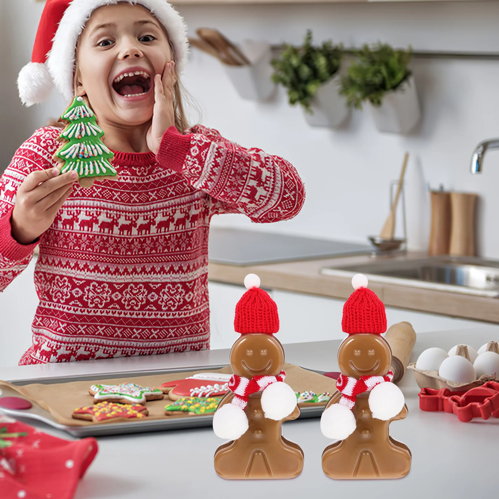 

1Set Cute Juice Bottles Christmas Gingerbread Style Refillable Drinks Bottle with Cap Compact Size for Backpack Outdoor Party