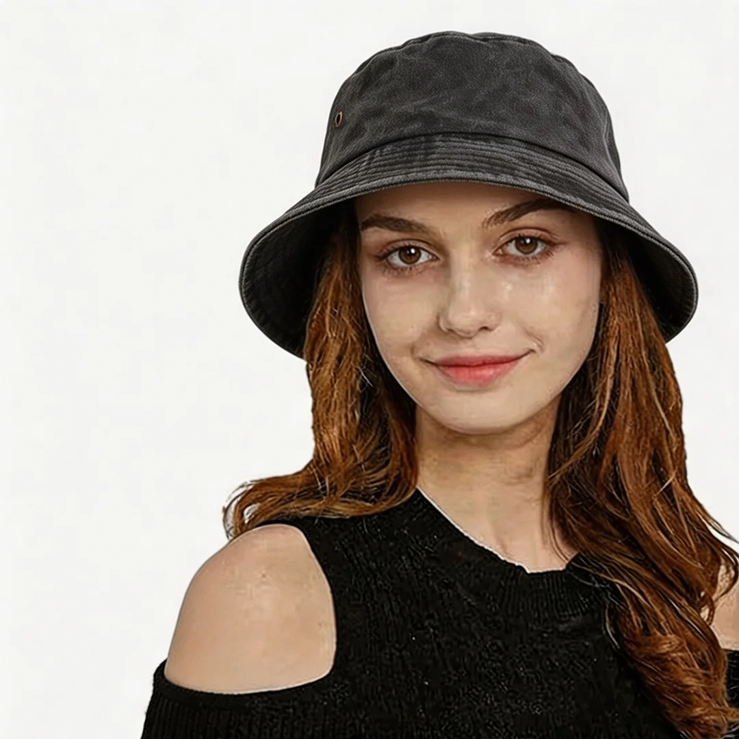 قبعات صياد بلون واحد مغسولة خف - مراجعة Bucket Hat Embroidered وسعره