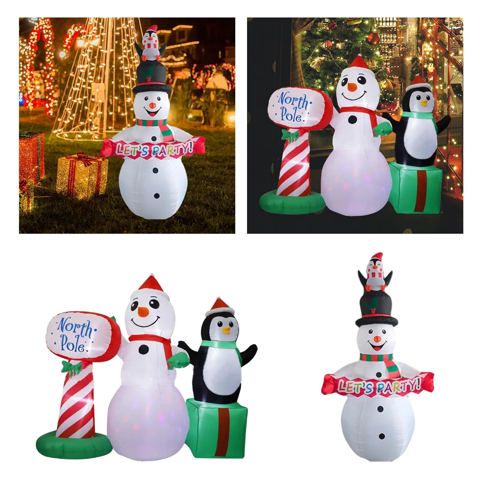 Boneco de neve inflável luminoso engraçado para inflável de Natal para quintal interno de inverno