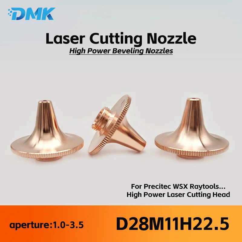 

Laser Cutting Nozzle D28 H22.5 M11 High Power High Speed Beveling Long Nozzles For Precitec WSX Fiber Laser Cutter Machine