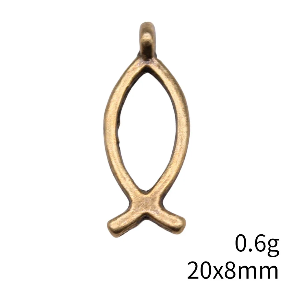 40pcs 20x8mm 2 Colors Antique Silver Color Antique Bronze Color Jesus Fish Charms Handmade Jewelry Making Accessories