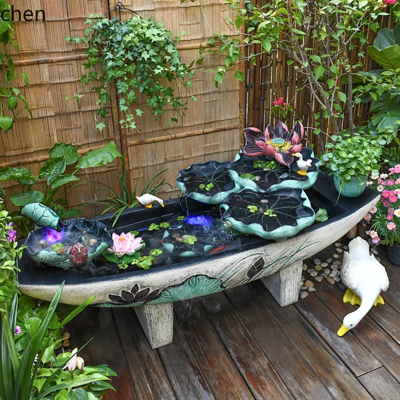 

CP outdoor yard large flowing water ornament circulating water fish pool balcony water system landscape finished fish tank