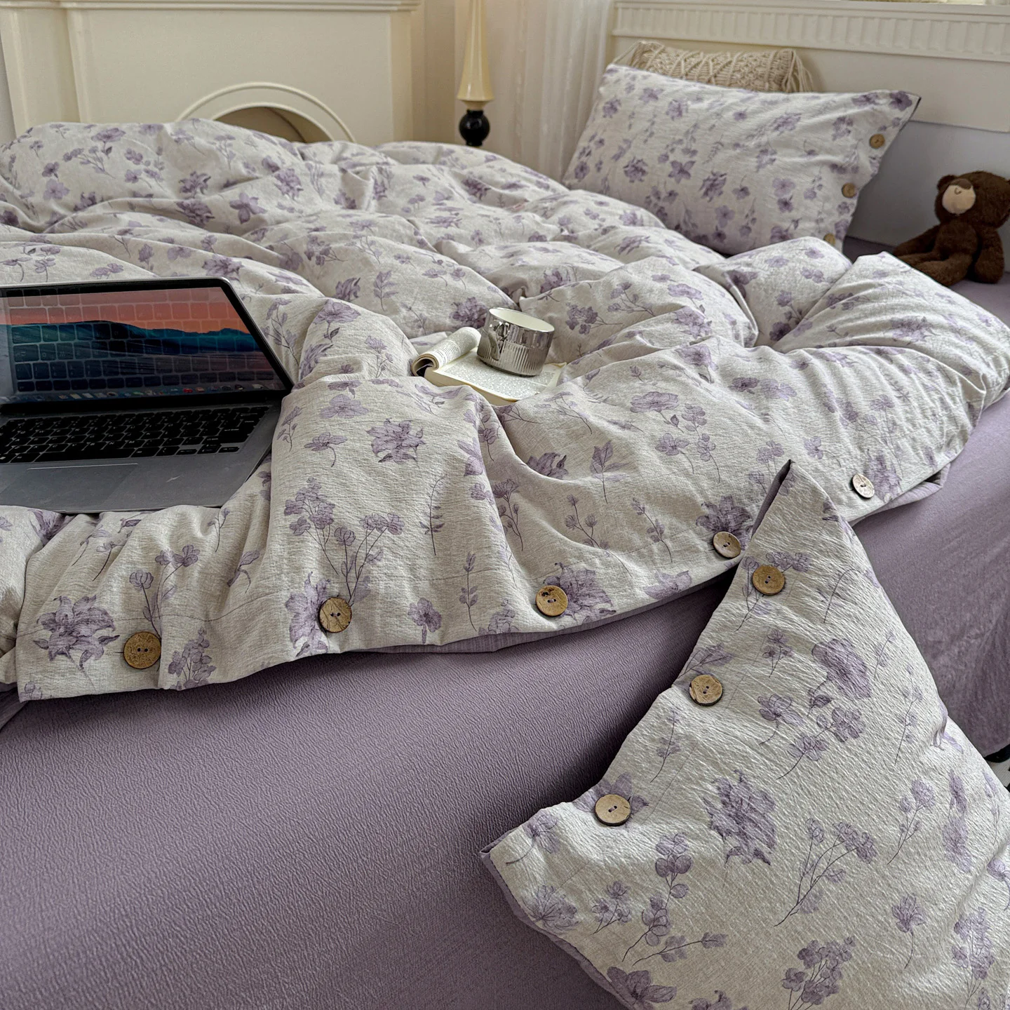 Grünes Blumen-Bettwäsche-Set, Vintage-Bettbezug-Set mit Kissenbezügen, Einzelbett, Doppelbett, Bett, Heimdekoration, Bettwäsche-Set für Zuhause – Detail 3