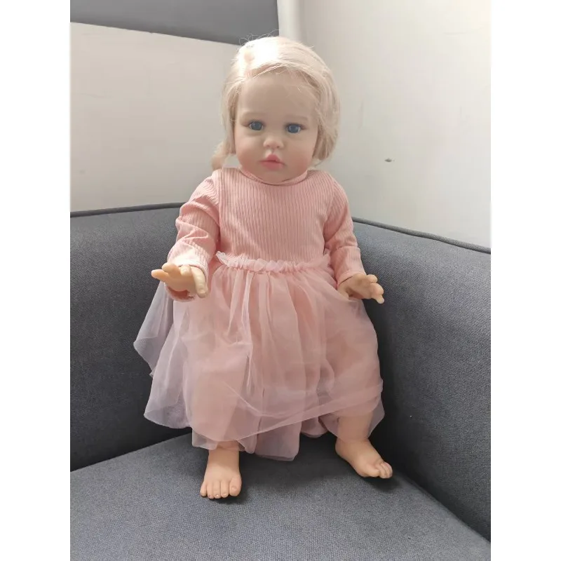 60 cm 24 Zoll Ellie Stoffkörper lebensechte wiedergeborene Kleinkind hand verwurzeltes Haar kuschelige Babypuppe Baby