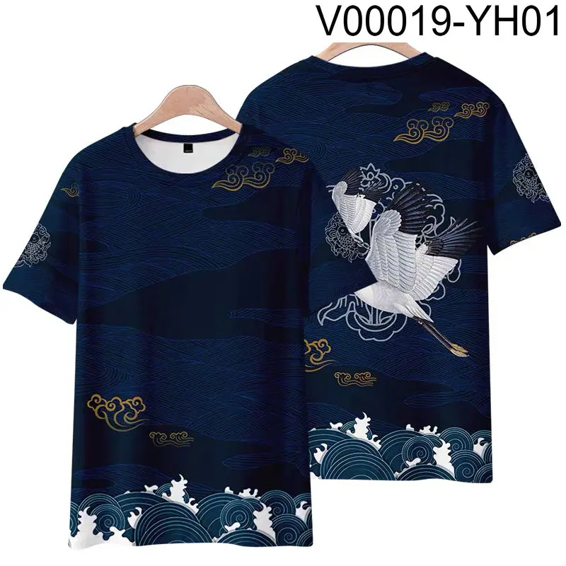 Ukiyo-E Cool Japanese Style 3D Printing T-shirt Summer Fashion Round Neck Short Sleeve Popular Streetwear Plus Size