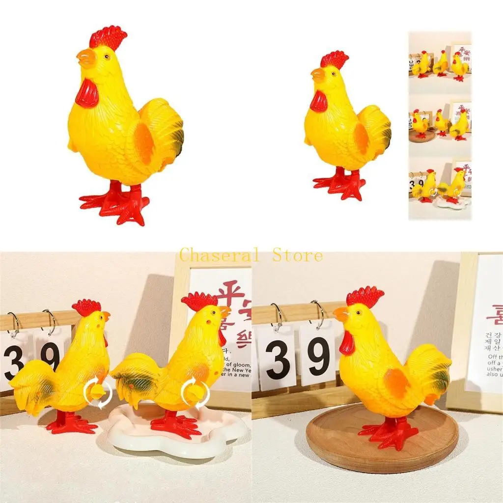 E7CE Creative Window Decoration Vintage Rooster Hopping What Up Toy Prank Robot