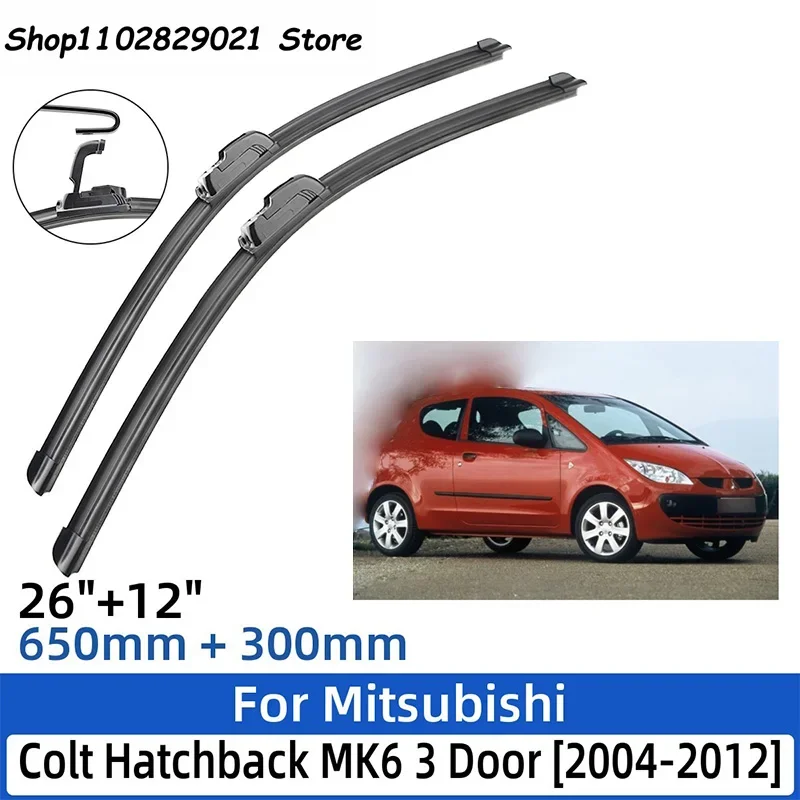 

For Mitsubishi Colt Hatchback MK6 3 Door Front Rear Wiper Blades Brushes Cutter Accessories J U Hook 2004-2012 2010 2011 2012