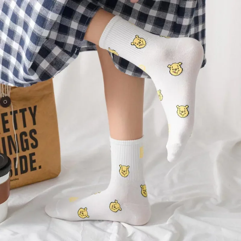 ديزني ميكي ماوس النساء الجوارب الكرتون طباعة فتاة الرياضة الجوارب الطويلة موضة تنفس عادية سكيت جورب الإناث الجوارب هدية #4