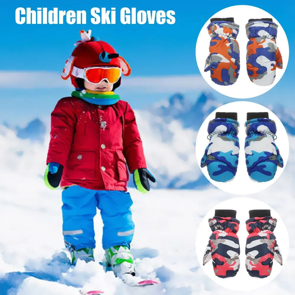 Children Gloves Camouflage Thicken Skiing Mittens Kids Winter Outdoor Snowboard Waterproof Windproof Gloves