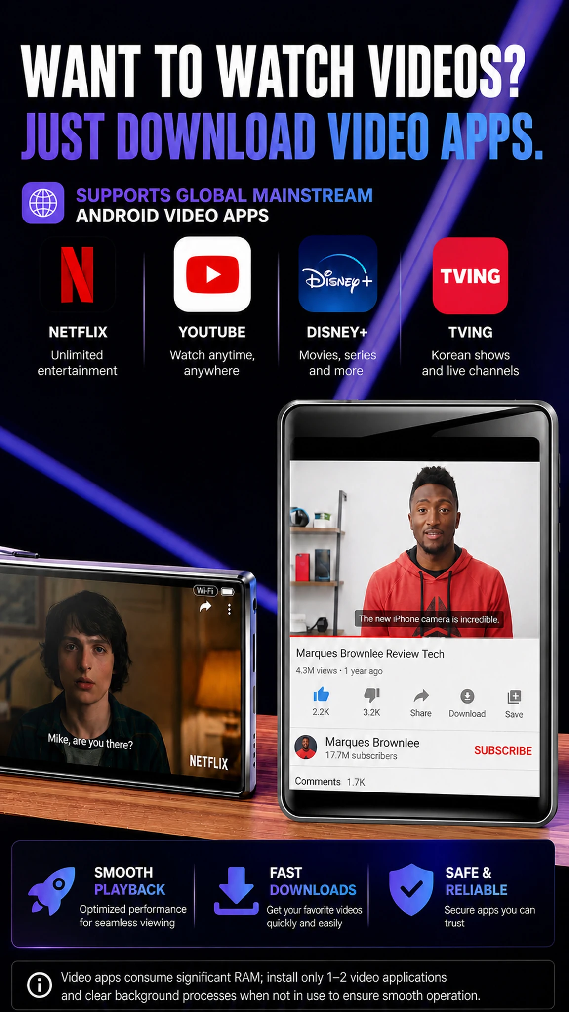 Android- und WLAN-MP3-Player, 2,8 Zoll Bluetooth-Lautsprecher, Online-Musik-Streaming, integrierter Play Store, Spotify, Apple Music, Deezer – Detail 5