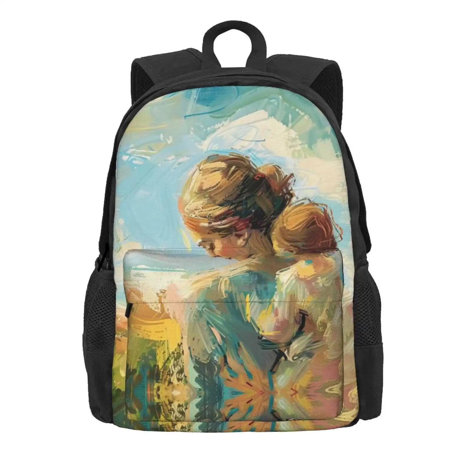 Mother Hot Sale Schoolbag Backpack Fashion Bags Funny Earth Oil Paint Cherry Blossom Cute Mothers Day Love Mom Landscape