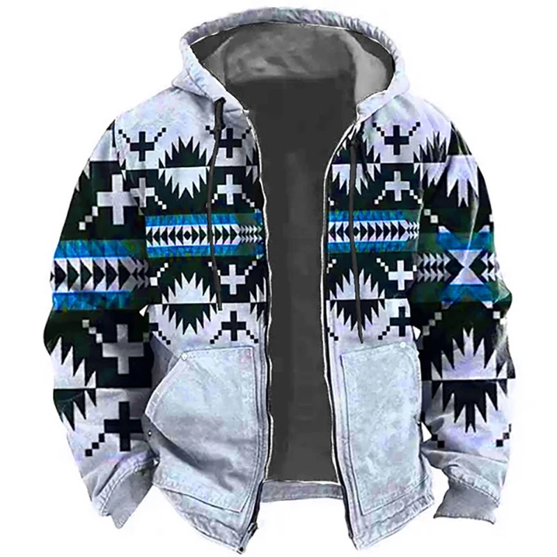 Geometric 3D Print Zipper Hoodies Men Women Ethnic Style Hooded Sweatshirts Oversized Tracksuits Y2k Harajuku Coat Kids Clothing