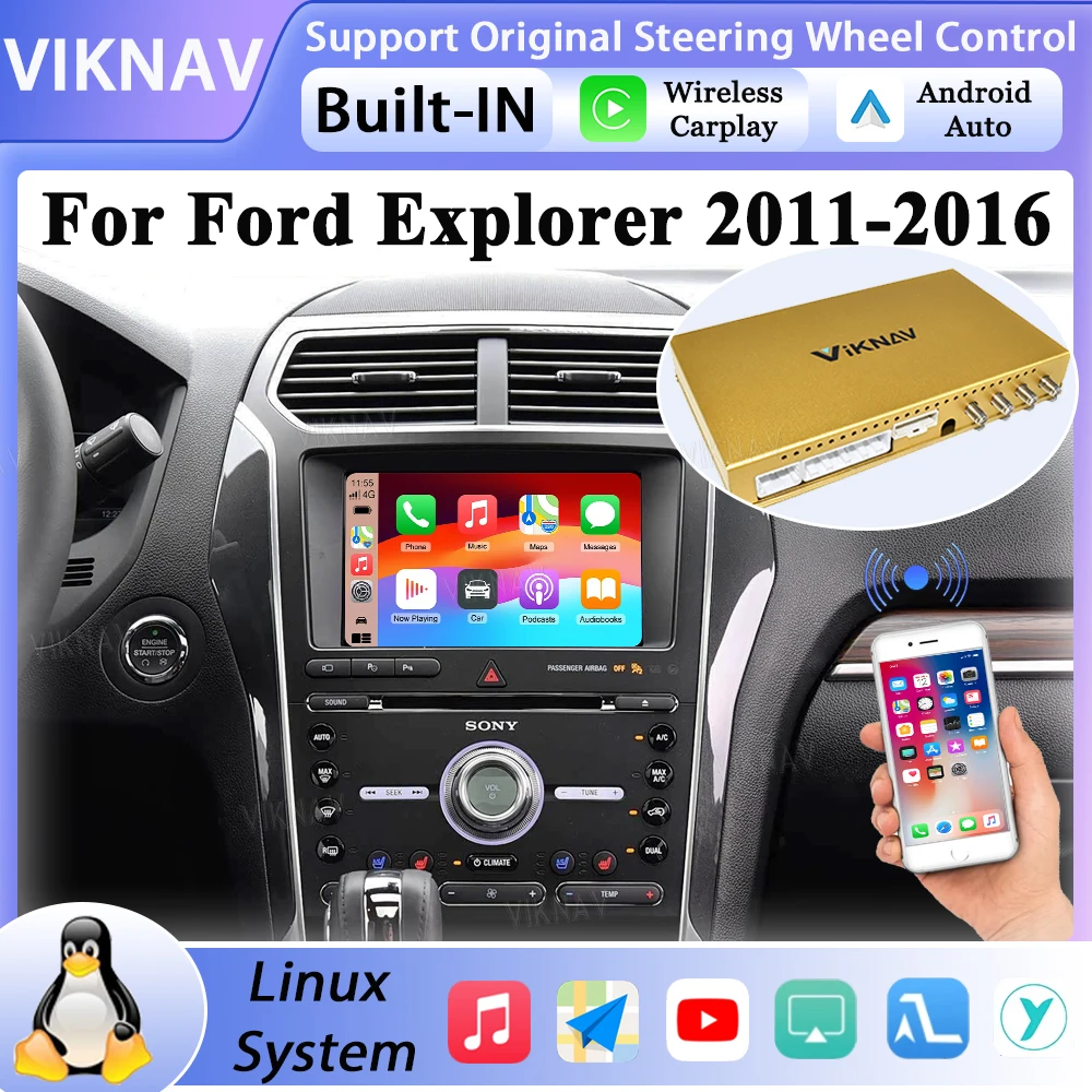 Viknav For Ford F150 F250 Raptor 2013-2014 Touch Screen Decoder Box Interface Android Auto Wireless Carplay Box GPS Auto Stereo