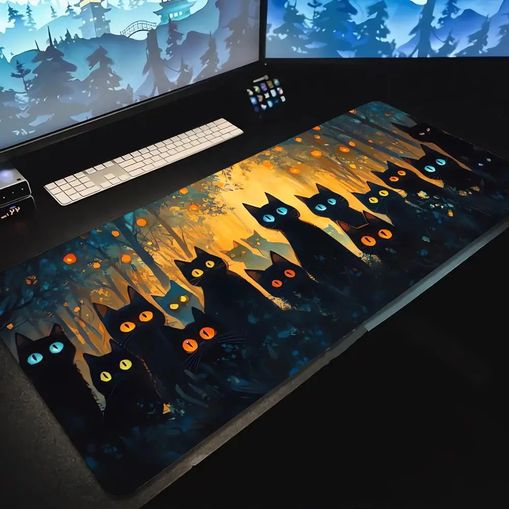 

Cute cat pattern Mouse Pad Large Computer Office Table Mats Rubber Anti-slip Gaming Keyboard Mousepads Long Desk Pads 900x400mm