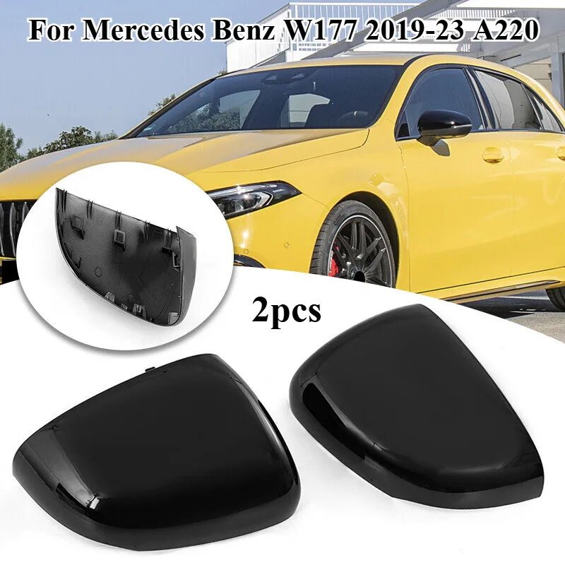 

For Mercedes Benz W177 2019-23 A220 Gloss Black Wing Mirror Cover Cap Assemblies