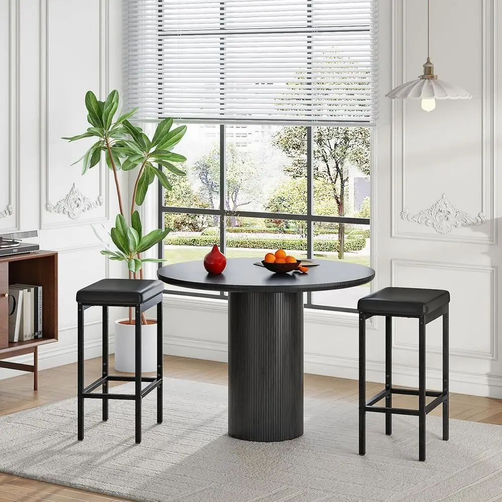 Conjunto de 4 bancos de bar altos de 24,8 polegadas com estofamento de 2 polegadas de espessura para uso em cozinha, sala de jantar e café - preto BB21BYP401