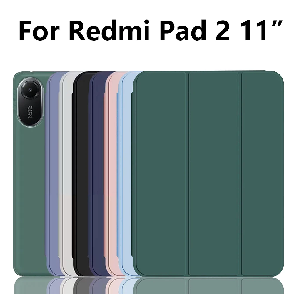 Für Xiaomi Redmi Pad 2 11 Zoll Hülle 2025, magnetische Flip-Cover, dreifach faltbarer Ständer, PU-Rückseite, Tablet-Hüllen, automatische Schlaf-/Wachfunktion