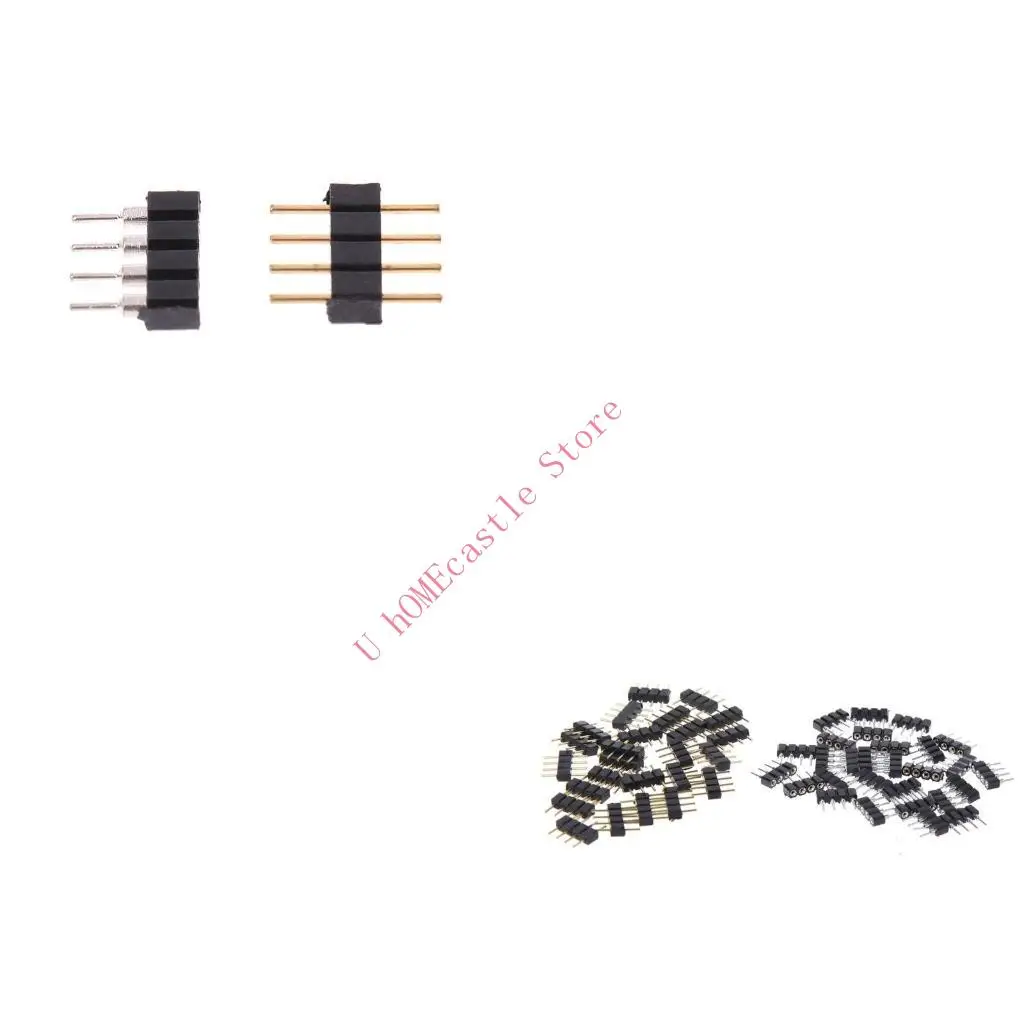 63HF 50 Pcs 4PIN Needle RGB LED Strip Connector Qualitied Male and Female Connector