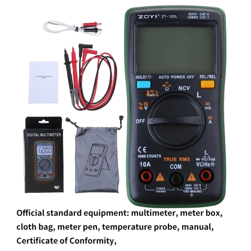 ZOYI ZT-102L Multimeter Automatic Measurement Resistance Tester High-precision Inductance 60H Ammeter Digital Capacitance Meter
