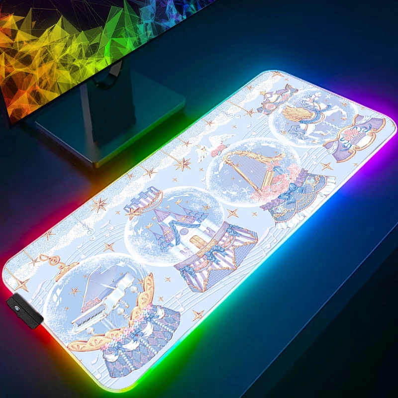 Mouse Pad LED Anime Gaming Accessories Varmilo Keyboard Pad Desk Mat RGB Gabinete Gamer Retro Pattern Mousepad Kawaii Mouse Mat