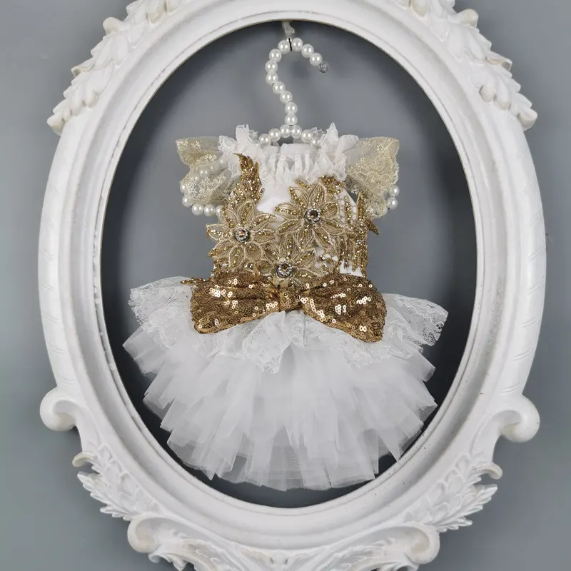 

Pet Dog Cat Clothes Champagne Gold Shoulder Dress Pet Dog Dress Pet Dress Cat Dog Wedding Dress Pet All Season Dress