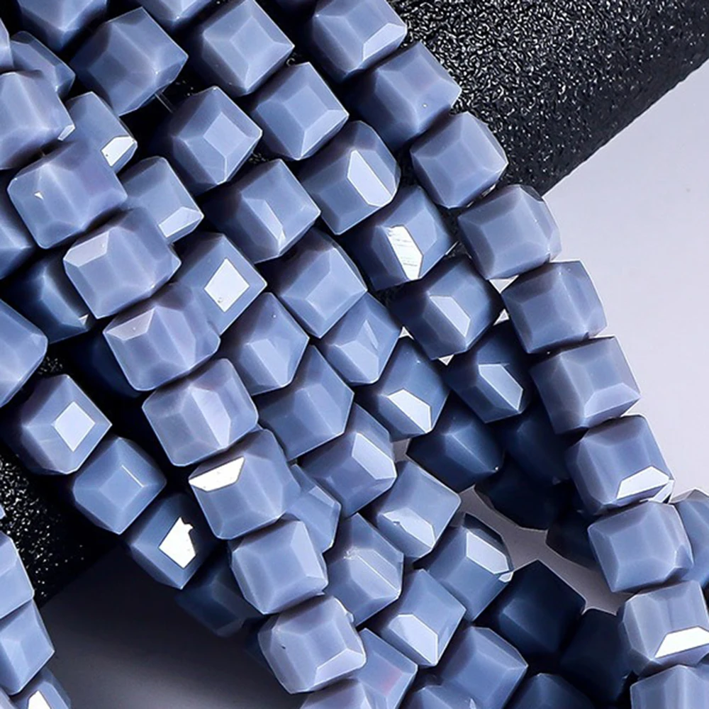 4mm 6mm 8mm Cube Square Gray Faceted Crystal Style Glass Loose Beads Lot for Jewelry Accessories Bead Strands for Necklace CF16