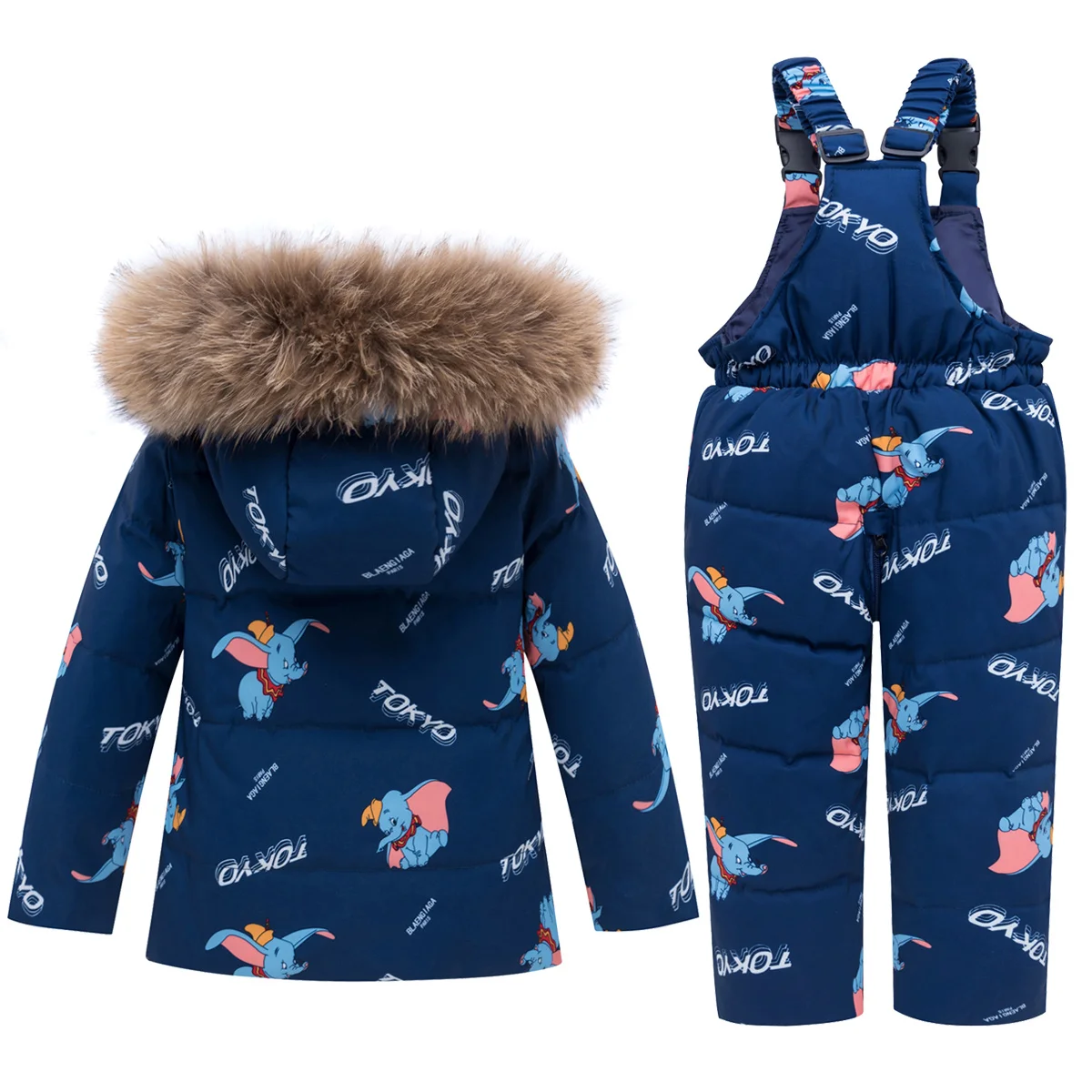 new 2023 -30 Winter degrees warm down jackets Children clothing sets Boys parka real fur baby toddler girl clothes Kids ski suit